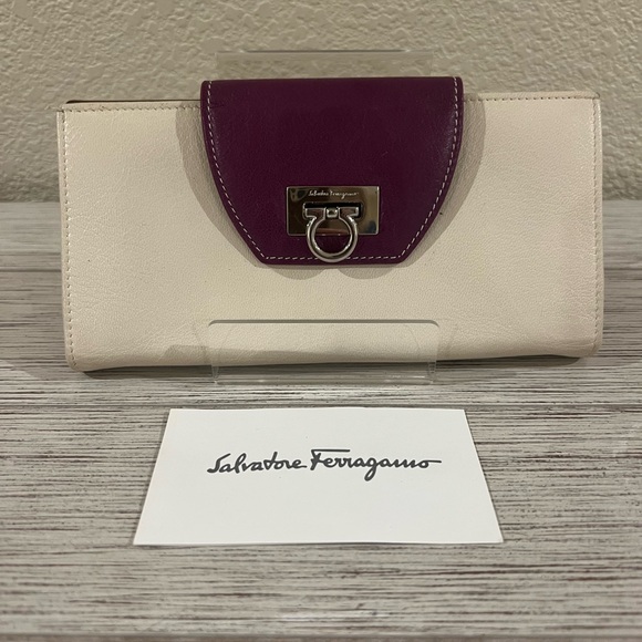 Salvatore Ferragamo Handbags - Salvatore Ferragamo Cream and Purple Wallet